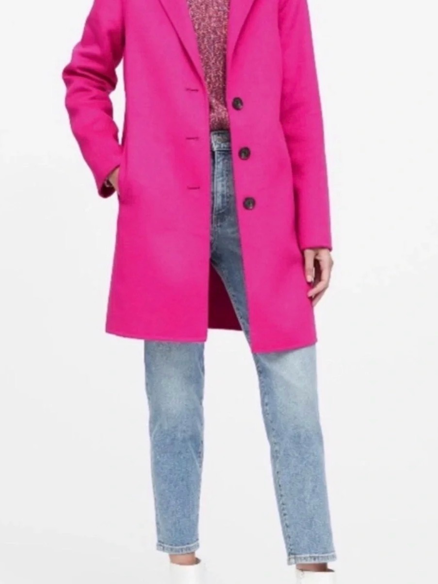 Ann Taylor Magenta Button Up Coat